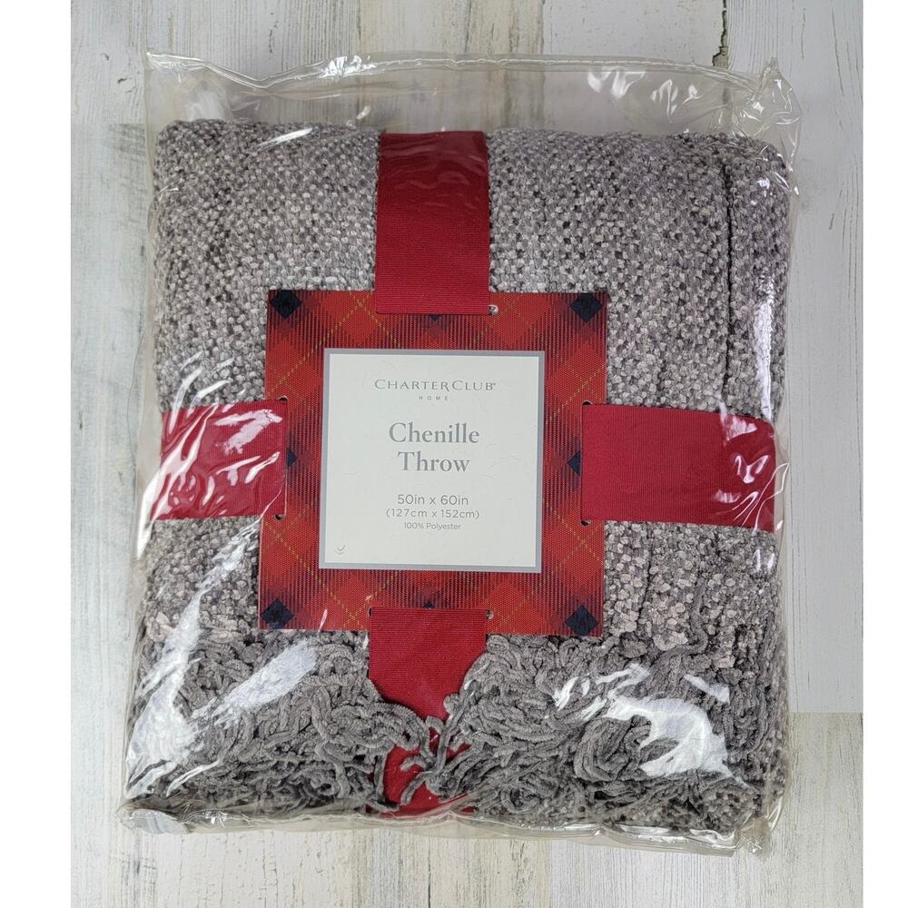 Charter Club Home Gray Chenille Throw Blanket (50in x 60in)‎